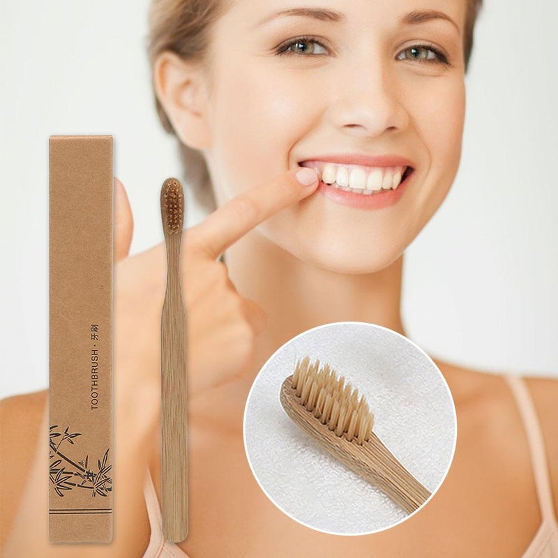 Boar Bristle Toothbrush, Bamboo Toothbrushes, Disposable Bamboo Brush with Biode-gradable Natural Bam-boo Handle for Gentle Cleaning, EcoFriendly Oral Care, Zero Waste Lifestyle (1 Pcs) - Image 2